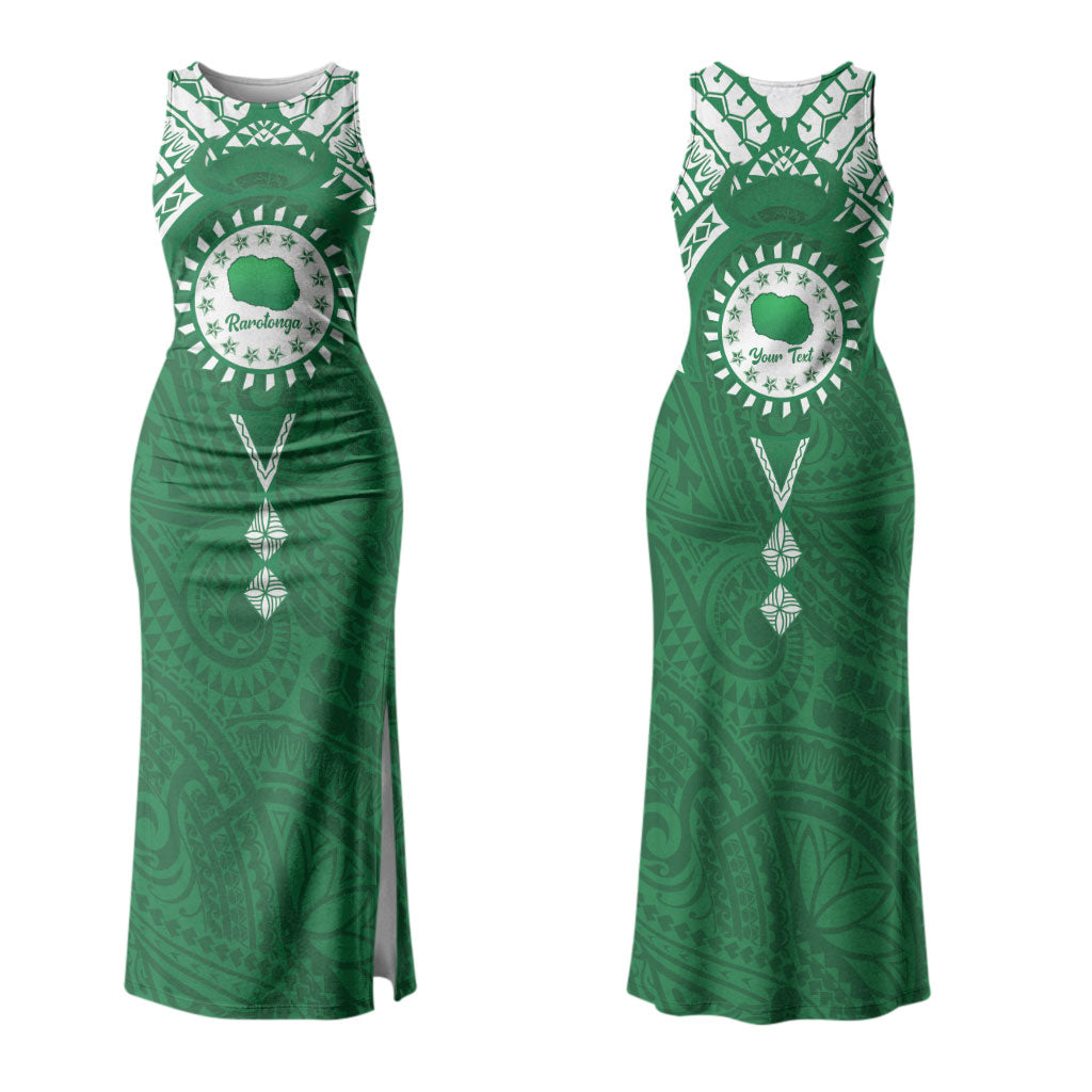 Personalised Cook Islands Rarotonga Couples Matching Tank Maxi Dress and Hawaiian Shirt Map With Kuki Airani Manta Ray Tattoo LT14 - Polynesian Pride