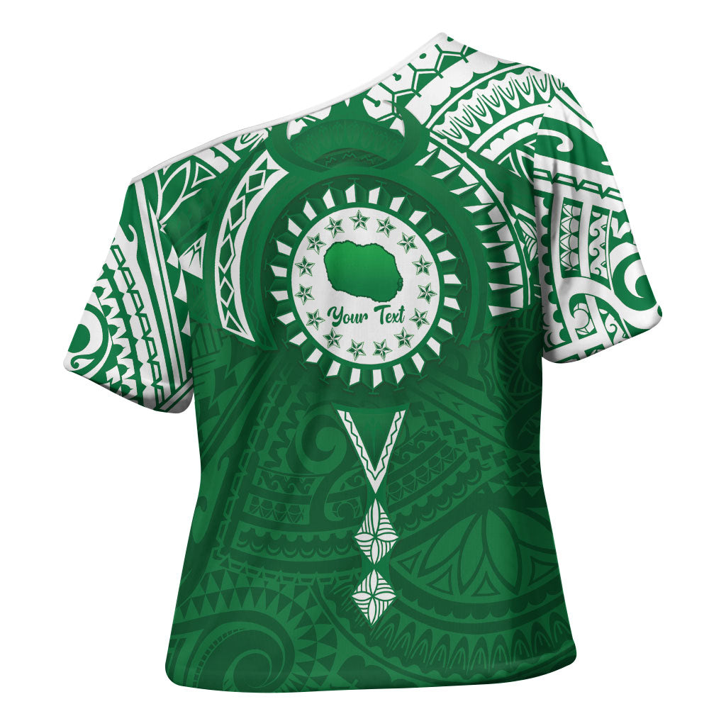 Personalised Cook Islands Rarotonga Cross Shoulder Shirt Map With Kuki Airani Manta Ray Tattoo LT14 - Polynesian Pride