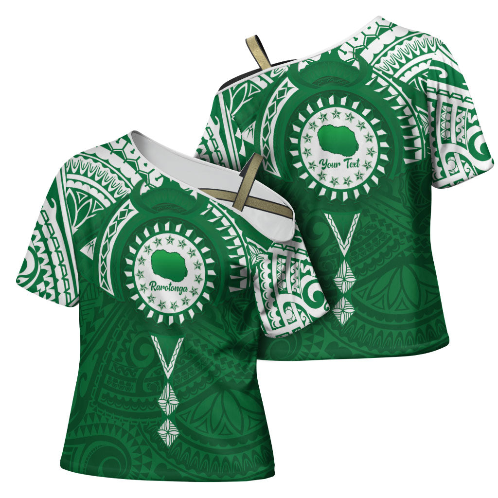Personalised Cook Islands Rarotonga Cross Shoulder Shirt Map With Kuki Airani Manta Ray Tattoo LT14 - Polynesian Pride