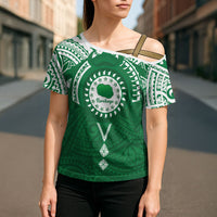Personalised Cook Islands Rarotonga Cross Shoulder Shirt Map With Kuki Airani Manta Ray Tattoo LT14 - Polynesian Pride