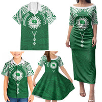Personalised Cook Islands Rarotonga Family Matching Puletasi and Hawaiian Shirt Map With Kuki Airani Manta Ray Tattoo LT14 - Polynesian Pride