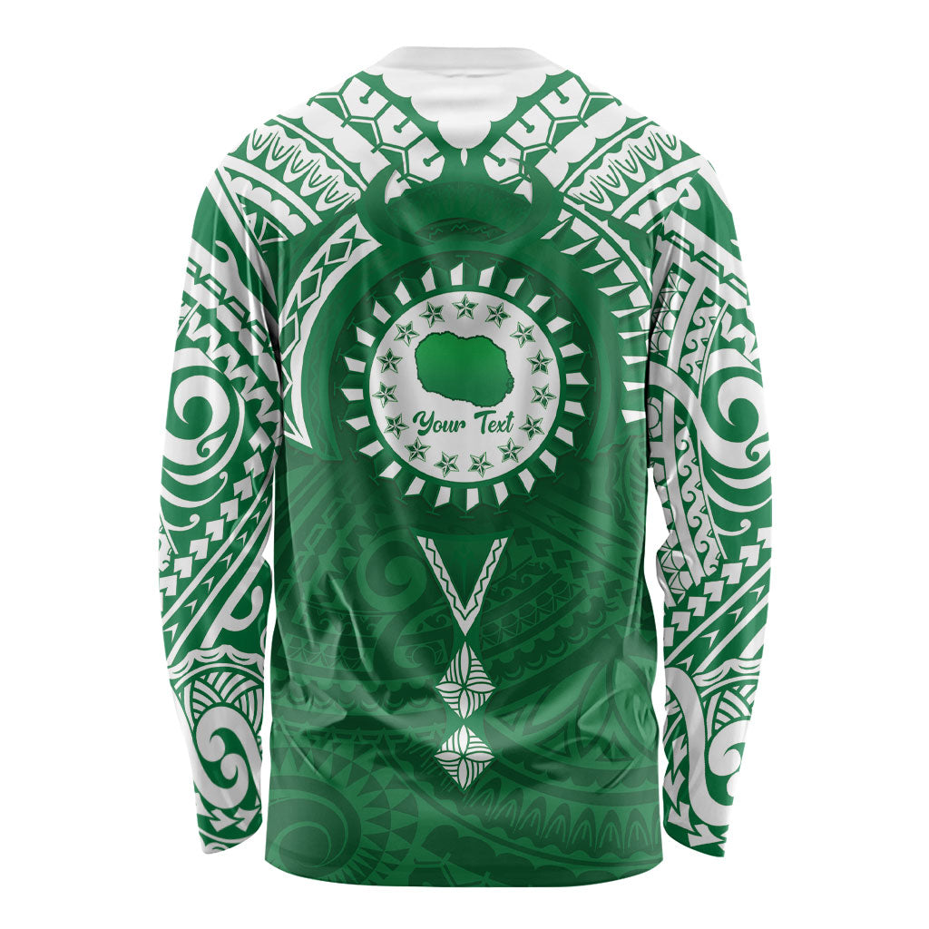 Personalised Cook Islands Rarotonga Long Sleeve Shirt Map With Kuki Airani Manta Ray Tattoo LT14 - Polynesian Pride