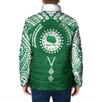 Personalised Cook Islands Rarotonga Padded Jacket Map With Kuki Airani Manta Ray Tattoo LT14 - Polynesian Pride