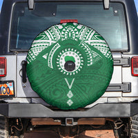 Personalised Cook Islands Rarotonga Spare Tire Cover Map With Kuki Airani Manta Ray Tattoo LT14 Green - Polynesian Pride