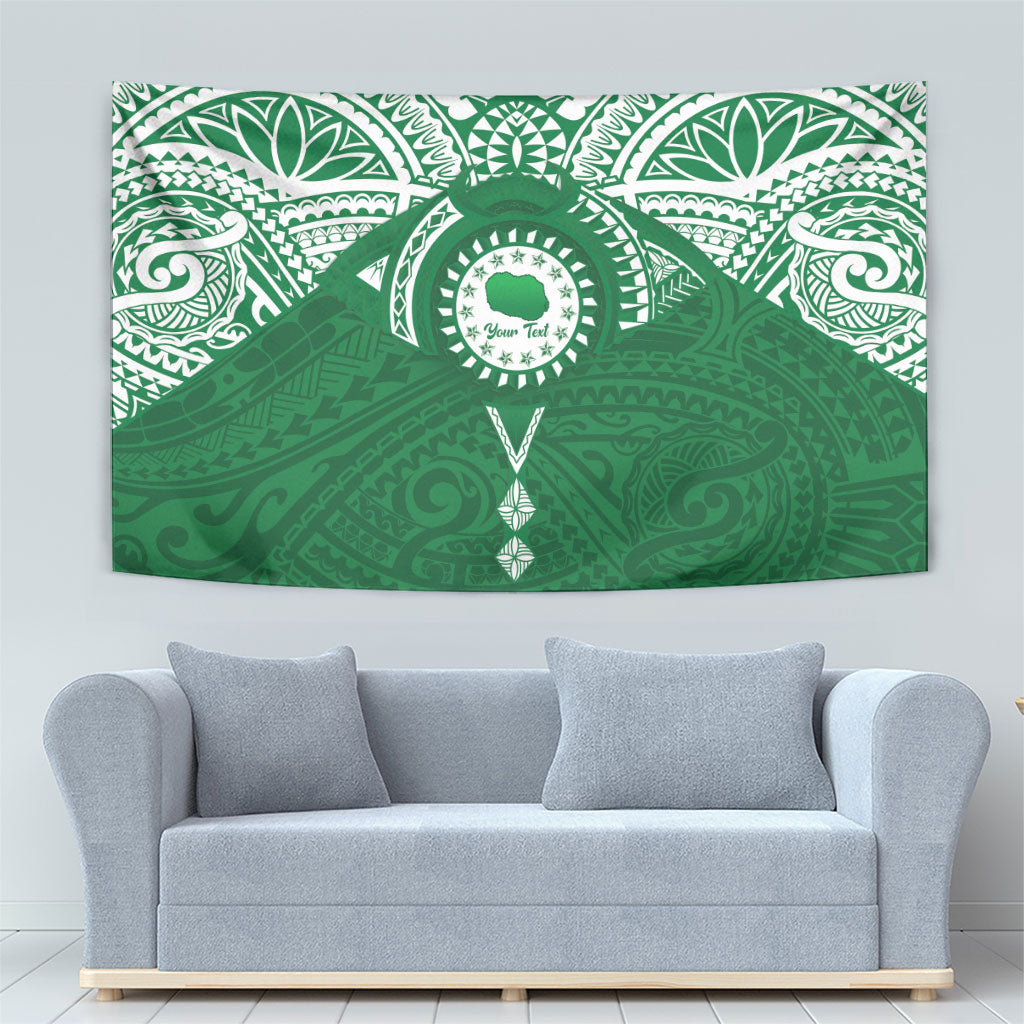 Personalised Cook Islands Rarotonga Tapestry Map With Kuki Airani Manta Ray Tattoo LT14 - Polynesian Pride