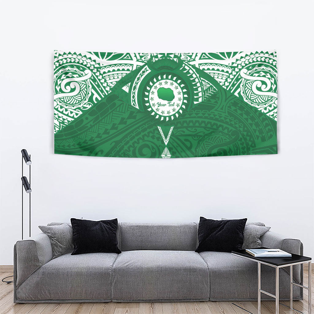 Personalised Cook Islands Rarotonga Tapestry Map With Kuki Airani Manta Ray Tattoo LT14 - Polynesian Pride