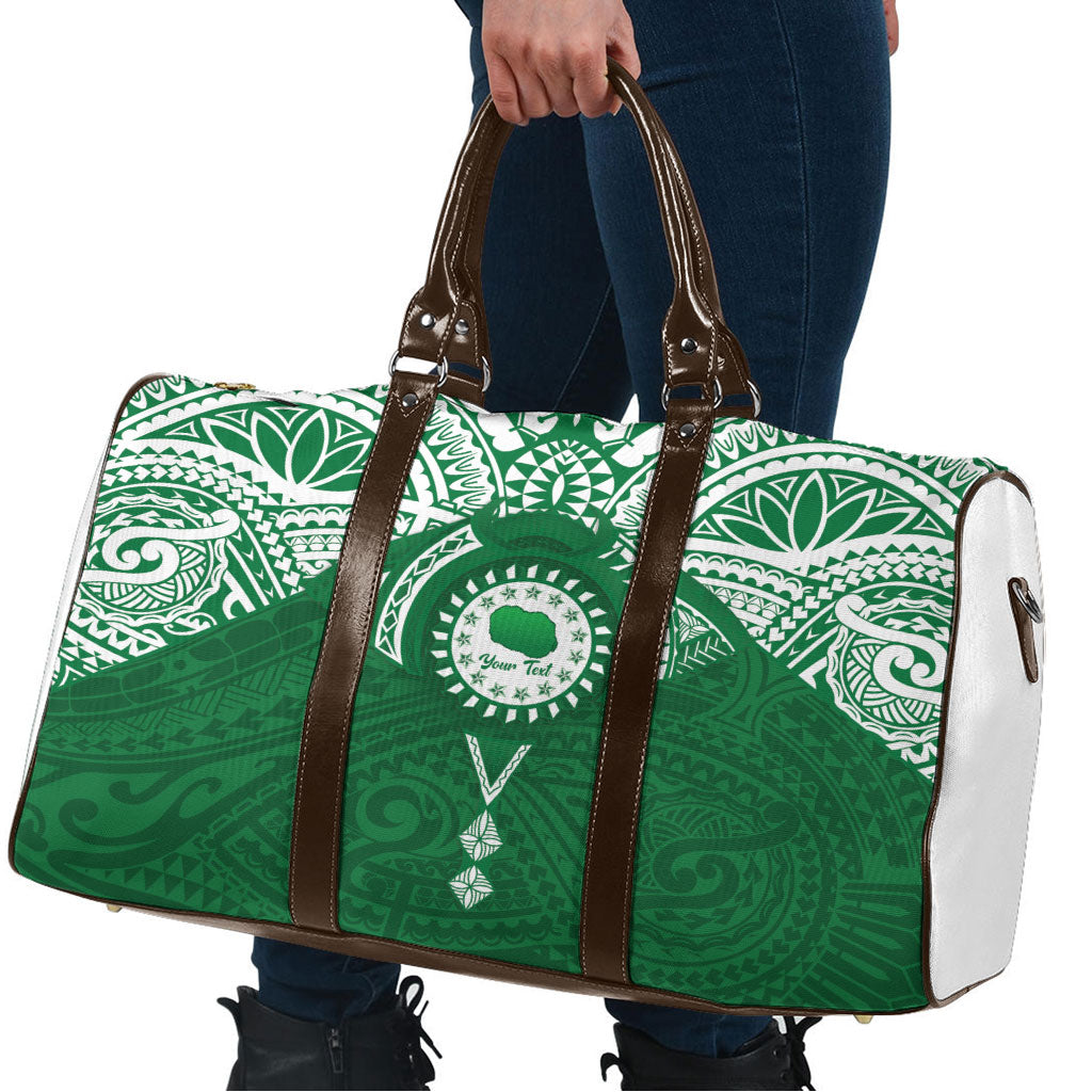 Personalised Cook Islands Rarotonga Travel Bag Map With Kuki Airani Manta Ray Tattoo LT14 - Polynesian Pride
