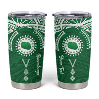 Personalised Cook Islands Rarotonga Tumbler Cup Map With Kuki Airani Manta Ray Tattoo LT14 Green - Polynesian Pride