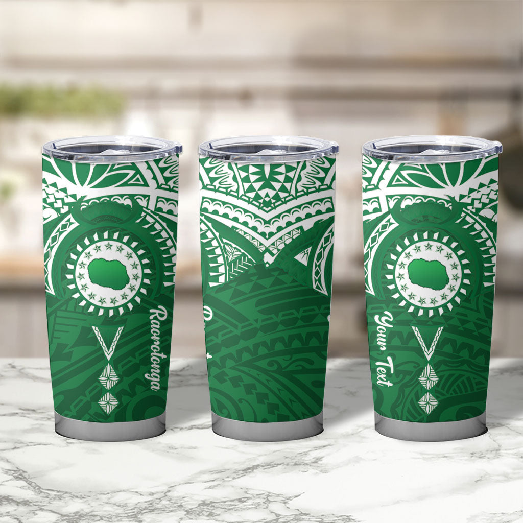 Personalised Cook Islands Rarotonga Tumbler Cup Map With Kuki Airani Manta Ray Tattoo LT14 - Polynesian Pride