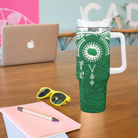 Personalised Cook Islands Rarotonga Tumbler With Handle Map With Kuki Airani Manta Ray Tattoo LT14 - Polynesian Pride