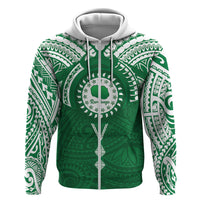 Personalised Cook Islands Rarotonga Zip Hoodie Map With Kuki Airani Manta Ray Tattoo LT14 Zip Hoodie Green - Polynesian Pride