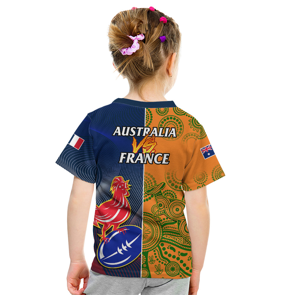 France And Australia Rugby Kid T Shirt 2023 World Cup Le Bleus Wallabies Together LT14 - Polynesian Pride