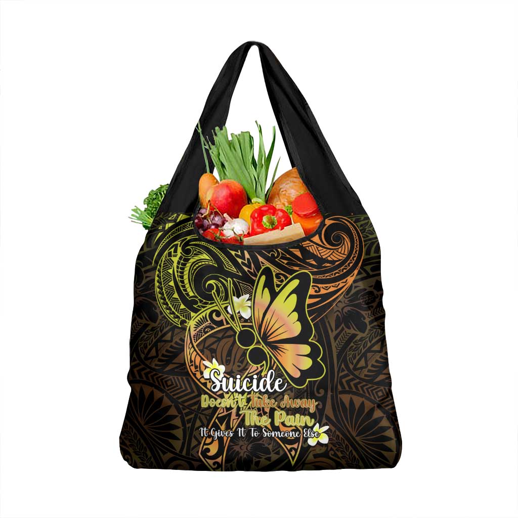 Polynesia Suicide Prevention Awareness Grocery Bag Your Life Is Worth Living For Polynesian Gold LT14 1-pack One Size Gold - Polynesian Pride