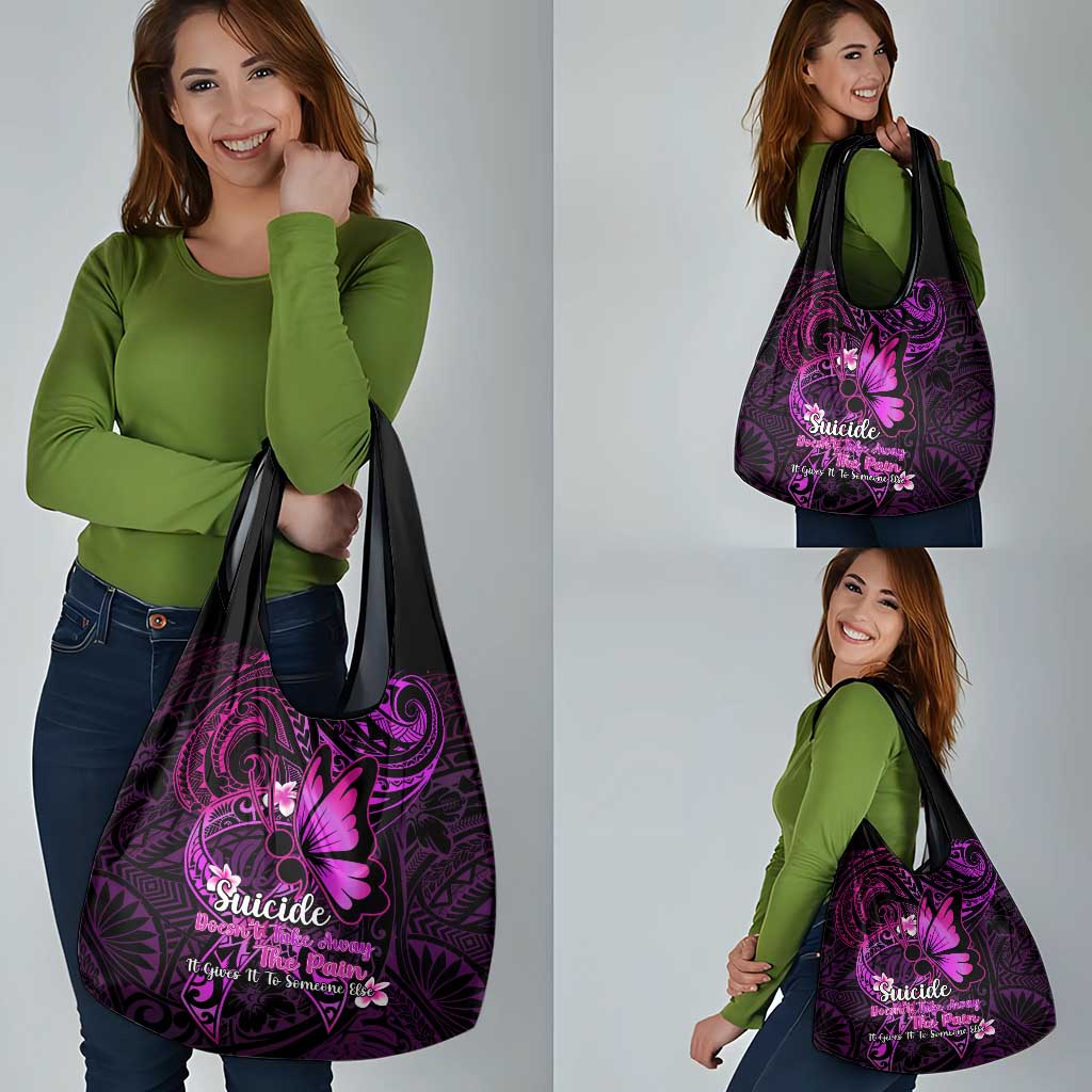 Polynesia Suicide Prevention Awareness Grocery Bag Your Life Is Worth Living For Polynesian Pink