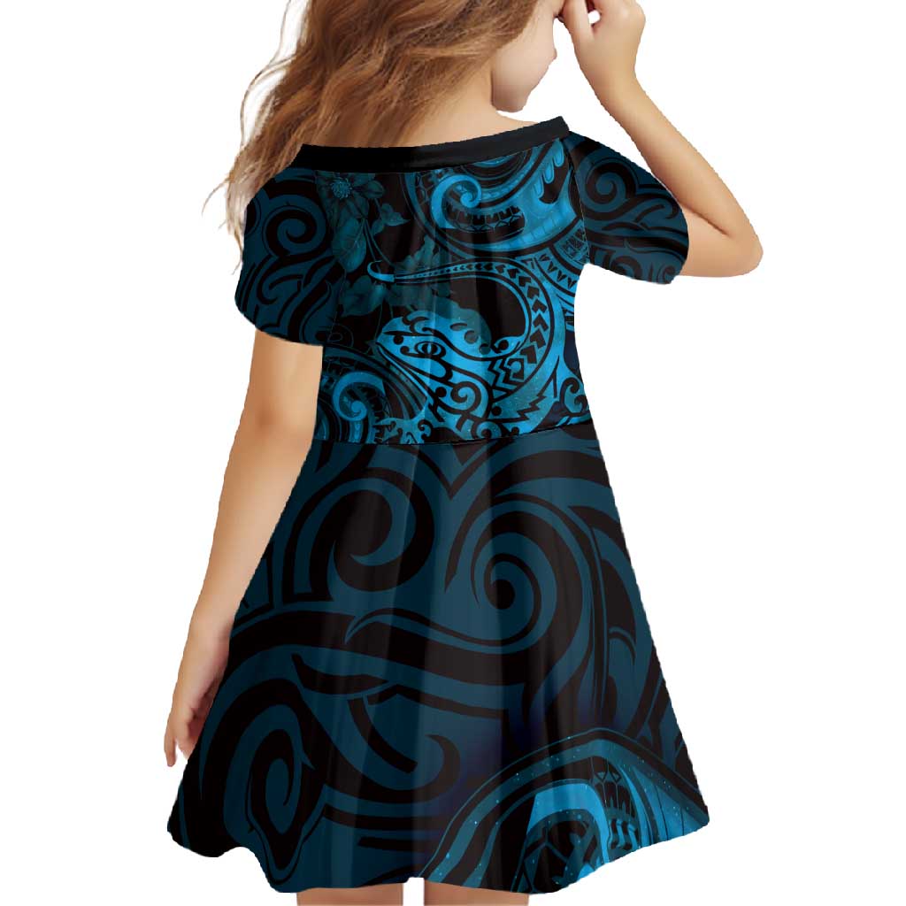 New Zealand Tuatara Family Matching Tank Maxi Dress and Hawaiian Shirt Aotearoa Maori Clematis Flowers - Blue LT14 - Polynesian Pride