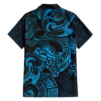 New Zealand Tuatara Hawaiian Shirt Aotearoa Maori Clematis Flowers - Blue