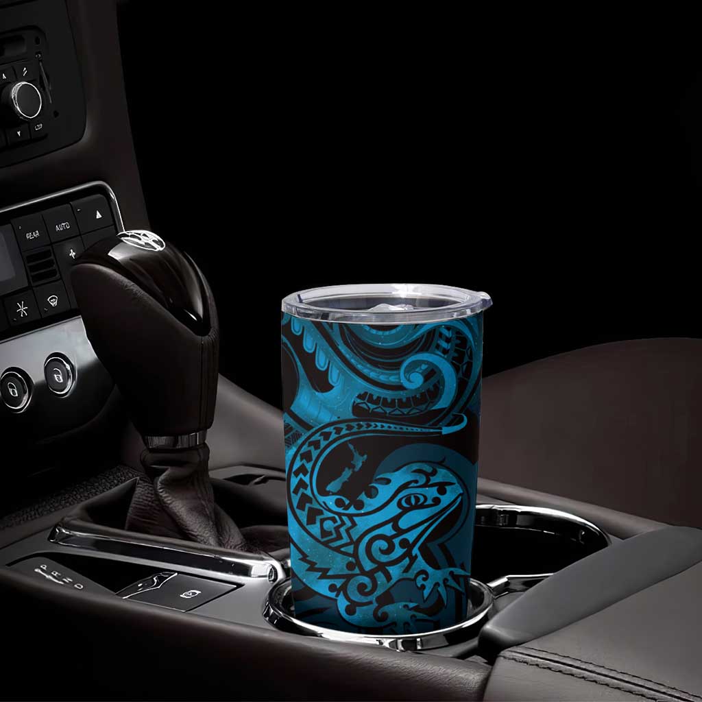 New Zealand Tuatara Tumbler Cup Aotearoa Maori Clematis Flowers - Blue