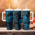 New Zealand Tuatara Tumbler With Handle Aotearoa Maori Clematis Flowers - Blue