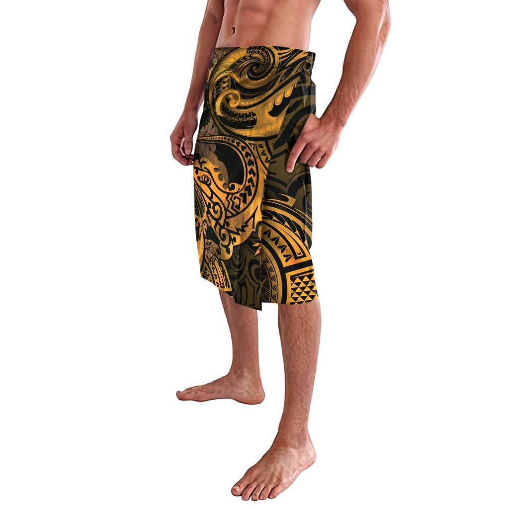 New Zealand Tuatara Lavalava Aotearoa Maori Clematis Flowers - Gold LT14 - Polynesian Pride