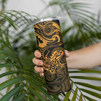 New Zealand Tuatara Skinny Tumbler Aotearoa Maori Clematis Flowers - Gold LT14 - Polynesian Pride