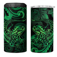 New Zealand Tuatara 4 in 1 Can Cooler Tumbler Aotearoa Maori Clematis Flowers - Green LT14 One Size: 16 oz Green - Polynesian Pride