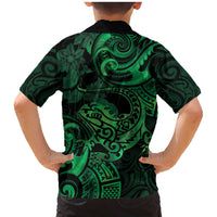 New Zealand Tuatara Family Matching Mermaid Dress and Hawaiian Shirt Aotearoa Maori Clematis Flowers - Green LT14 - Polynesian Pride