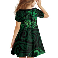 New Zealand Tuatara Family Matching Off Shoulder Maxi Dress and Hawaiian Shirt Aotearoa Maori Clematis Flowers - Green LT14 - Polynesian Pride