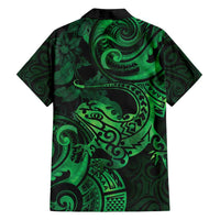 New Zealand Tuatara Family Matching Tank Maxi Dress and Hawaiian Shirt Aotearoa Maori Clematis Flowers - Green LT14 - Polynesian Pride