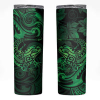 New Zealand Tuatara Skinny Tumbler Aotearoa Maori Clematis Flowers - Green LT14 Green - Polynesian Pride