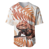 Red New Zealand Tuatara Baseball Jersey Aotearoa Sphenodon Punctatus Silver Fern LT14 Red - Polynesian Pride