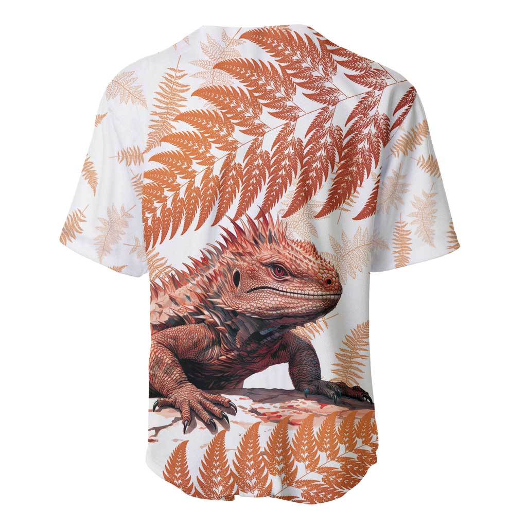 Red New Zealand Tuatara Baseball Jersey Aotearoa Sphenodon Punctatus Silver Fern LT14 - Polynesian Pride