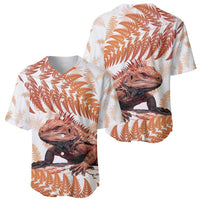 Red New Zealand Tuatara Baseball Jersey Aotearoa Sphenodon Punctatus Silver Fern LT14 - Polynesian Pride