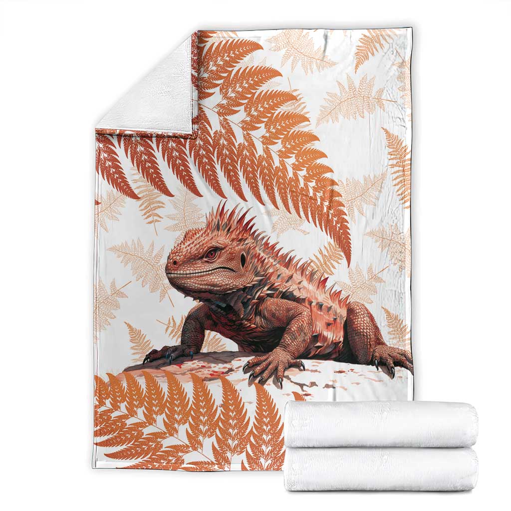 Red New Zealand Tuatara Blanket Aotearoa Sphenodon Punctatus Silver Fern LT14 - Polynesian Pride