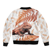 Red New Zealand Tuatara Bomber Jacket Aotearoa Sphenodon Punctatus Silver Fern LT14 - Polynesian Pride