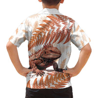 Red New Zealand Tuatara Family Matching Long Sleeve Bodycon Dress and Hawaiian Shirt Aotearoa Sphenodon Punctatus Silver Fern LT14 - Polynesian Pride