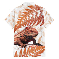 Red New Zealand Tuatara Family Matching Puletasi and Hawaiian Shirt Aotearoa Sphenodon Punctatus Silver Fern LT14 - Polynesian Pride