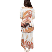 Red New Zealand Tuatara Family Matching Puletasi and Hawaiian Shirt Aotearoa Sphenodon Punctatus Silver Fern LT14 - Polynesian Pride