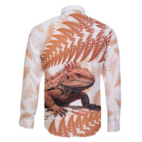 Red New Zealand Tuatara Family Matching Short Sleeve Bodycon Dress and Hawaiian Shirt Aotearoa Sphenodon Punctatus Silver Fern LT14 - Polynesian Pride