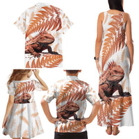 Red New Zealand Tuatara Family Matching Tank Maxi Dress and Hawaiian Shirt Aotearoa Sphenodon Punctatus Silver Fern LT14 - Polynesian Pride