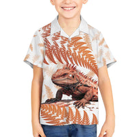 Red New Zealand Tuatara Hawaiian Shirt Aotearoa Sphenodon Punctatus Silver Fern
