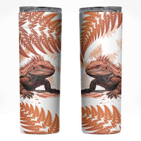 Red New Zealand Tuatara Skinny Tumbler Aotearoa Sphenodon Punctatus Silver Fern LT14 Red - Polynesian Pride