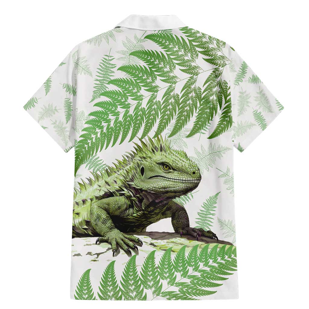 Green New Zealand Tuatara Family Matching Mermaid Dress and Hawaiian Shirt Aotearoa Sphenodon Punctatus Silver Fern LT14 - Polynesian Pride