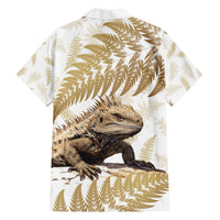 Gold New Zealand Tuatara Family Matching Puletasi and Hawaiian Shirt Aotearoa Sphenodon Punctatus Silver Fern LT14 - Polynesian Pride