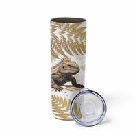 Gold New Zealand Tuatara Skinny Tumbler Aotearoa Sphenodon Punctatus Silver Fern LT14 - Polynesian Pride