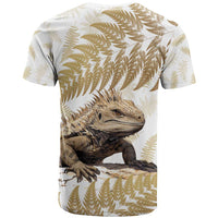 Gold New Zealand Tuatara T Shirt Aotearoa Sphenodon Punctatus Silver Fern
