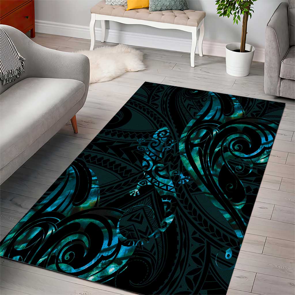 New Zealand Skink Area Rug Aotearoa Maori Mix Paua Shell LT14 - Polynesian Pride