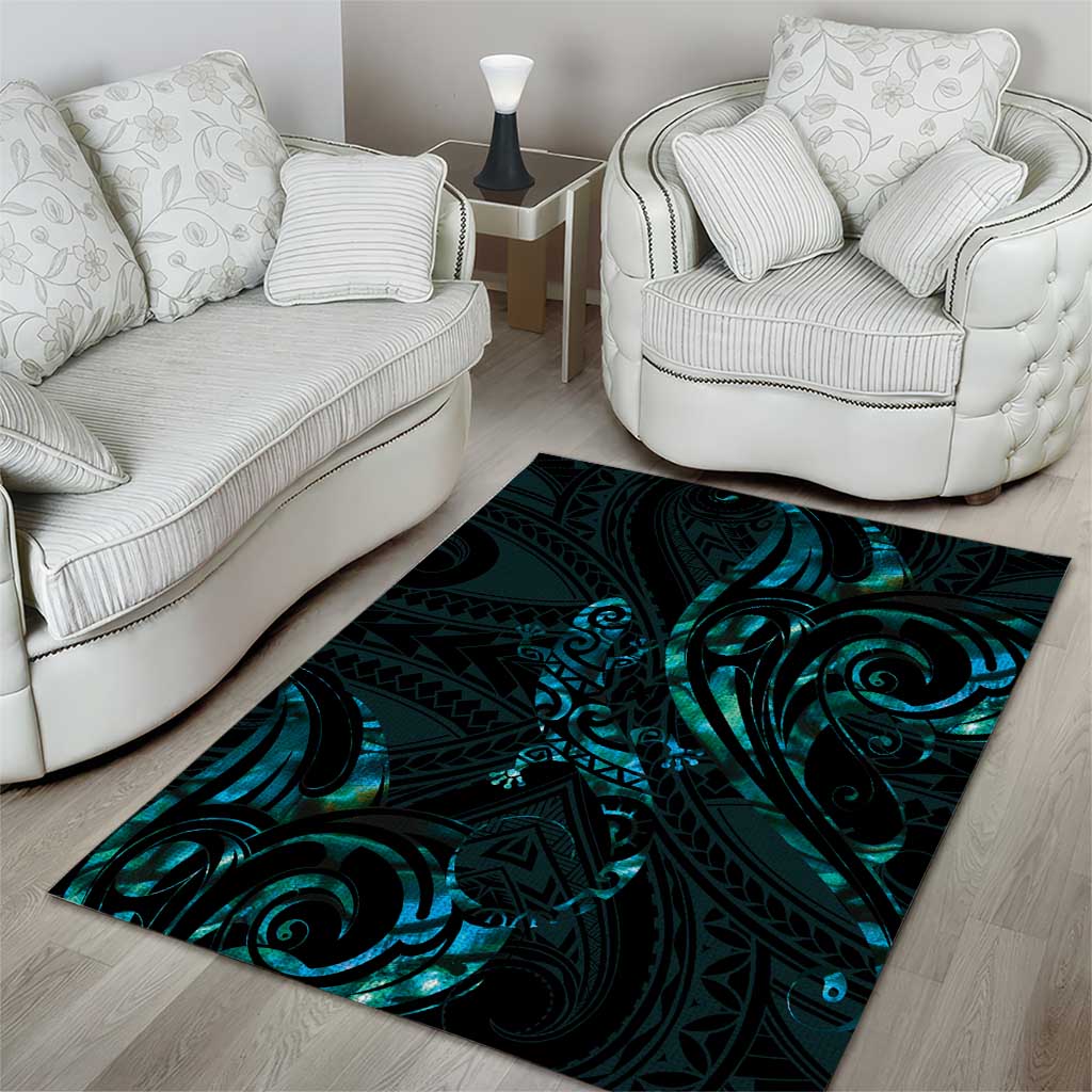 New Zealand Skink Area Rug Aotearoa Maori Mix Paua Shell LT14 - Polynesian Pride