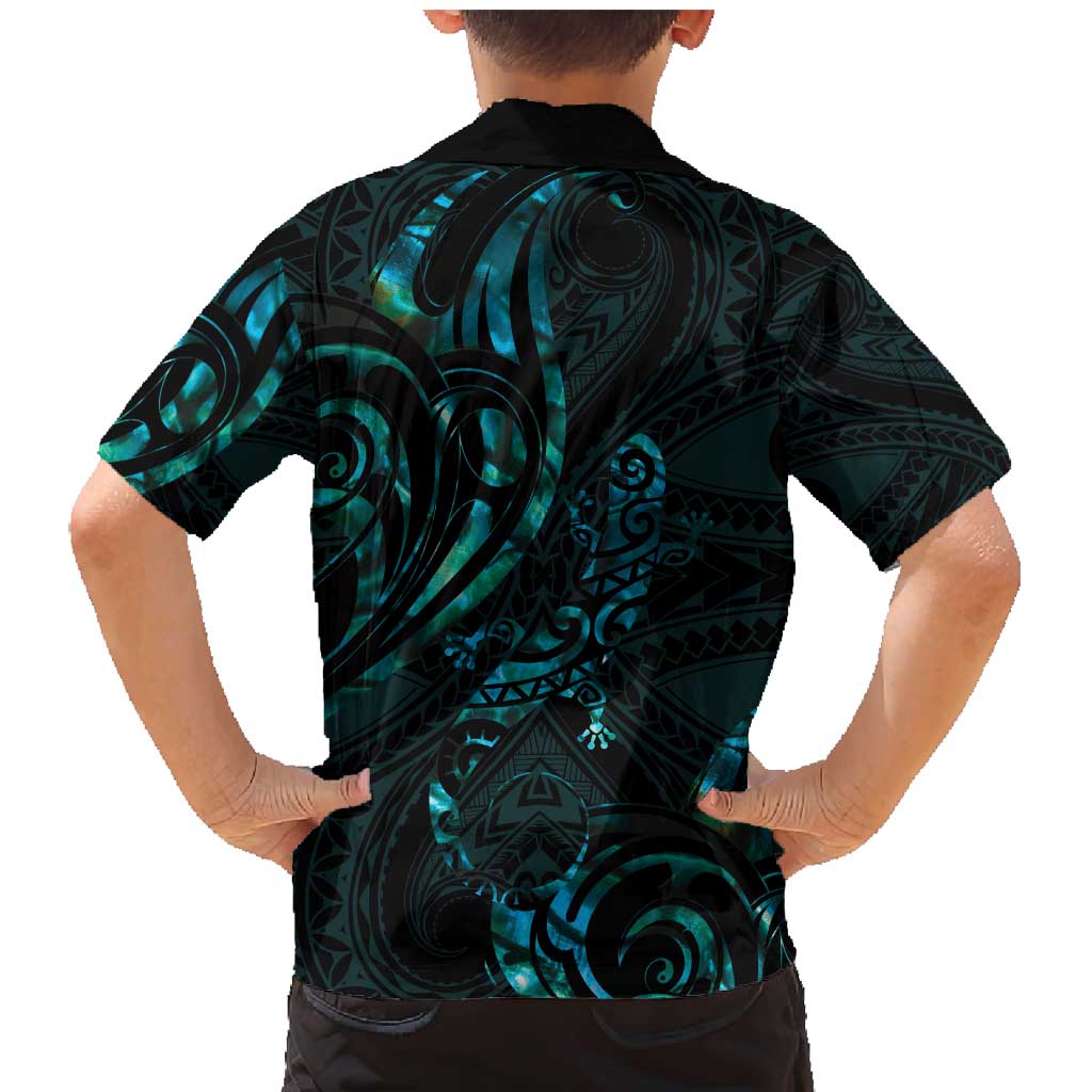 New Zealand Skink Family Matching Mermaid Dress and Hawaiian Shirt Aotearoa Maori Mix Paua Shell LT14 - Polynesian Pride