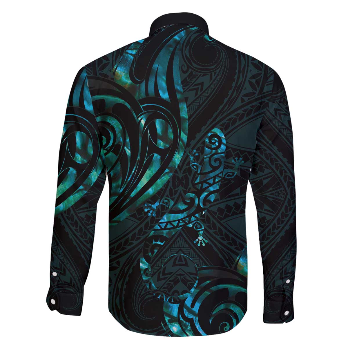 New Zealand Skink Family Matching Off The Shoulder Long Sleeve Dress and Hawaiian Shirt Aotearoa Maori Mix Paua Shell LT14 - Polynesian Pride