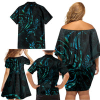 New Zealand Skink Family Matching Off Shoulder Short Dress and Hawaiian Shirt Aotearoa Maori Mix Paua Shell LT14 - Polynesian Pride